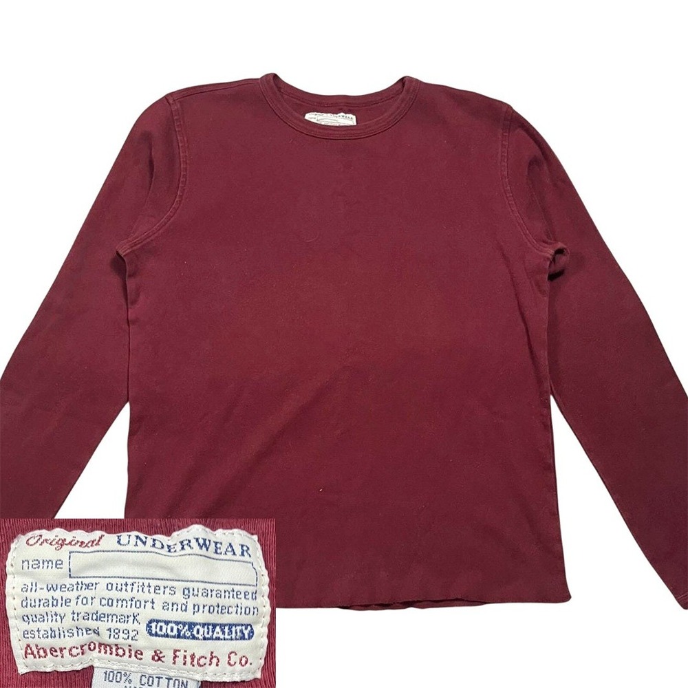 Vintage Abercrombie & Fitch Burgundy Long Sleeve Shirt Made In USA Large 80s 90s